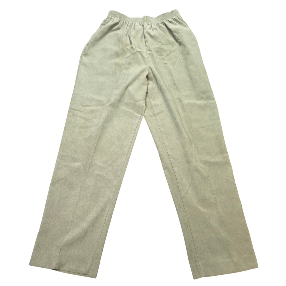 Vintage BonWorth Straight Leg Pants Women's Size M Olive Green Elastic Waistband
